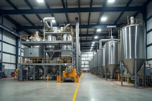 Turnkey feed production plant with stainless steel silos and structure