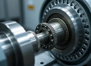 Close-up of a pellet mill ring die and gear