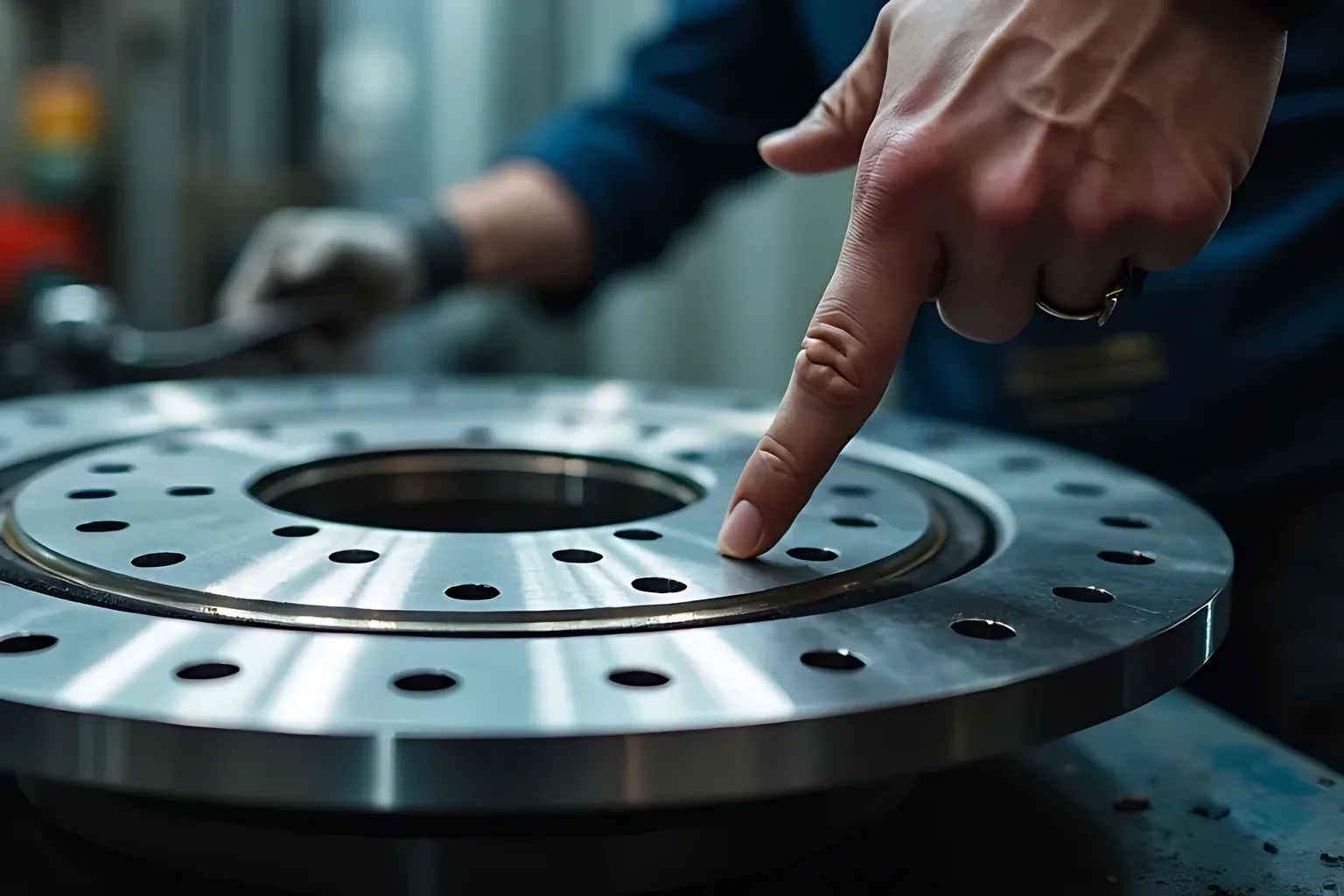 Quality inspection of a pellet mill ring die by a SEMZON engineer
